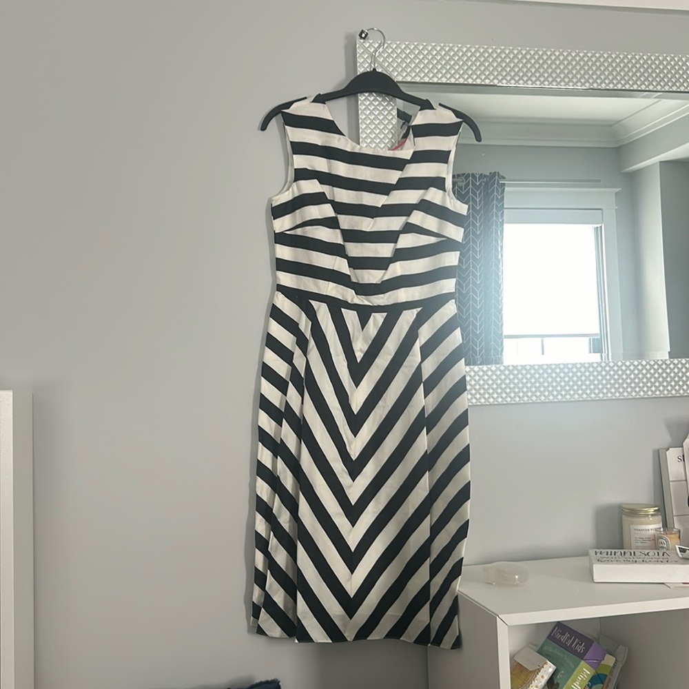 Black and white striped Boden dress